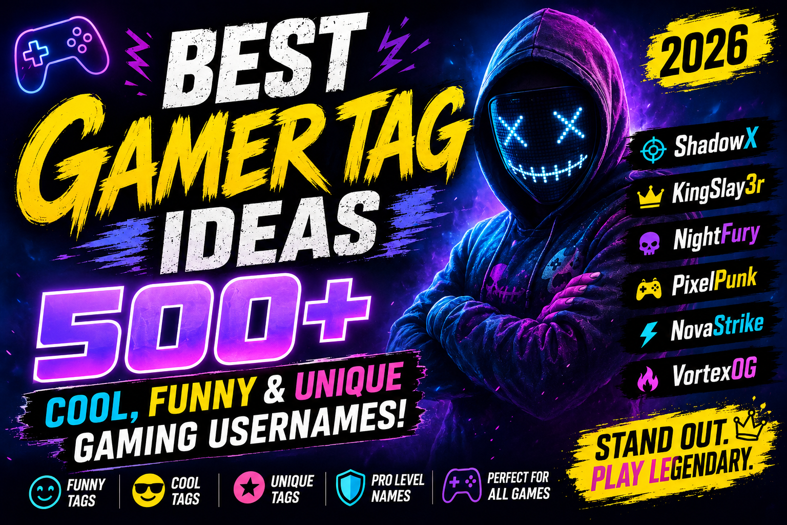 Best Gamer Tag Ideas 500+ Cool, Funny & Unique Gaming Usernames (2026)