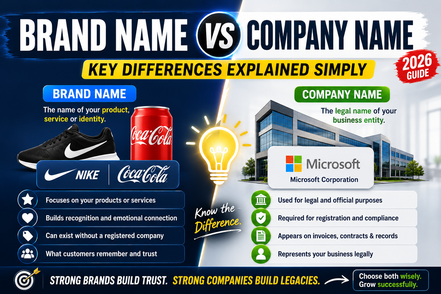 Brand Name vs Company Name Key Differences Explained Simply (2026)